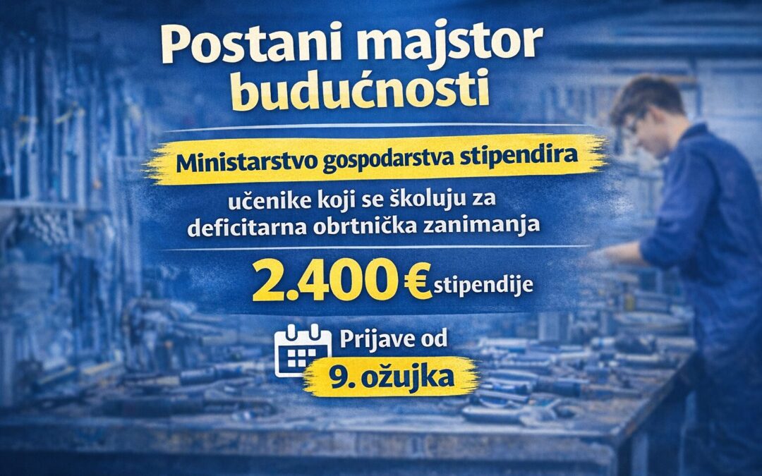 Ministarstvo gospodarstva i ove godine nastavlja s Projektom „Stipendiranje učenika u obrtničkim zanimanjima“.